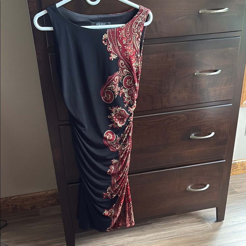 Nine West Paisley Ruched Sheath Dress